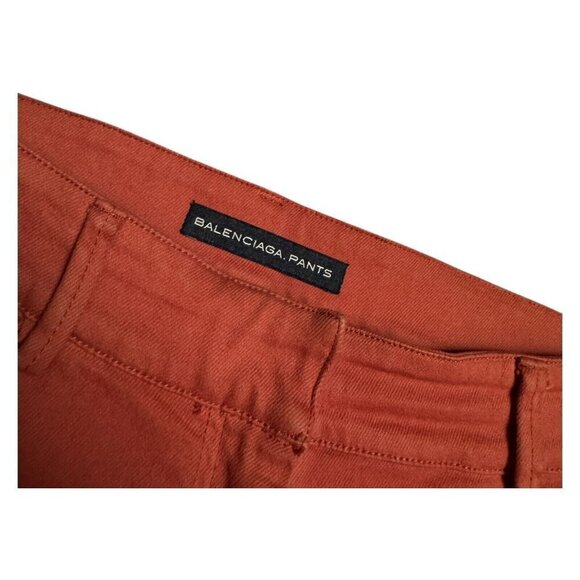 BALENCIAGA Orange Luxury Designer Skinny Leg Ankle Cuff Jean Pants Size 6 Medium - Picture 4 of 8